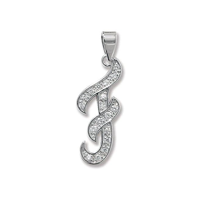 Silver Zirconia Set Initial Pendant G6128/FAcotis Silver JewelleryTH - G6128/F