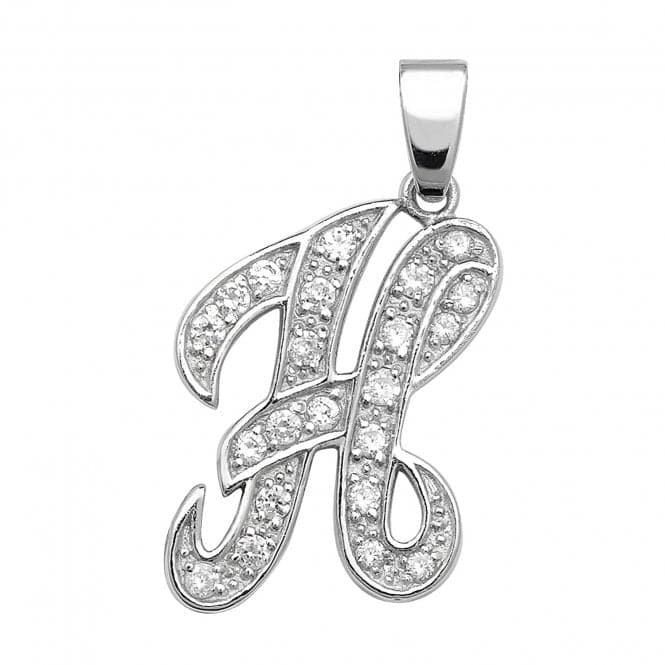 Silver Zirconia Set Initial Pendant G6128/HAcotis Silver JewelleryTH - G6128/H