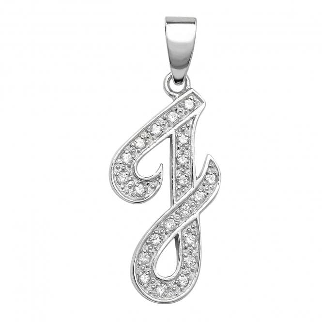 Silver Zirconia Set Initial Pendant G6128/JAcotis Silver JewelleryTH - G6128/J