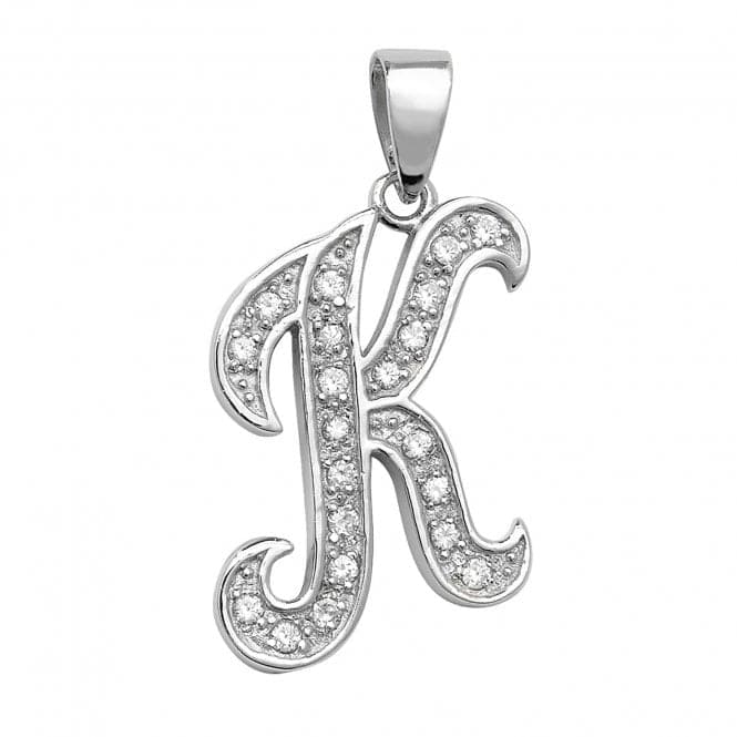 Silver Zirconia Set Initial Pendant G6128/KAcotis Silver JewelleryTH - G6128/K