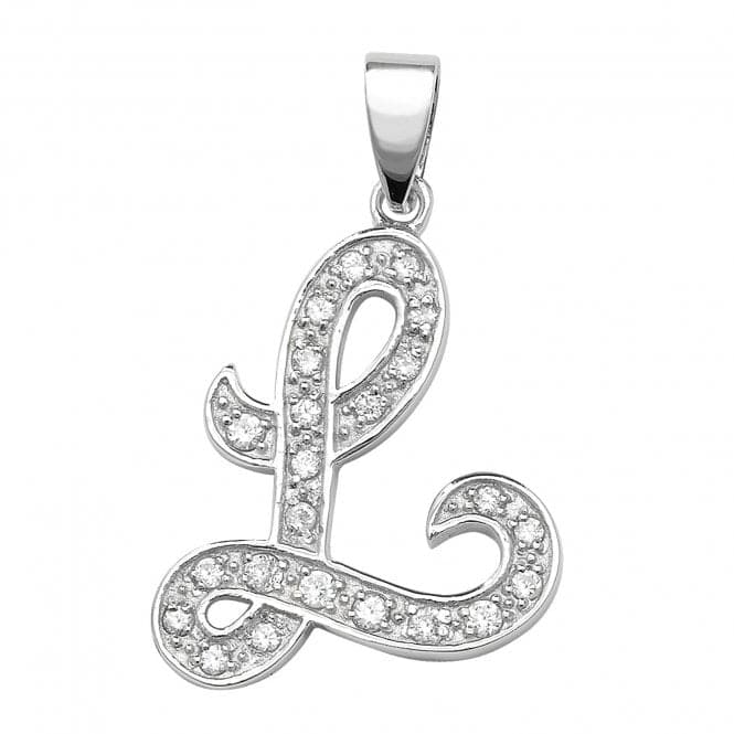 Silver Zirconia Set Initial Pendant G6128/LAcotis Silver JewelleryTH - G6128/L