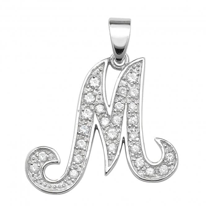 Silver Zirconia Set Initial Pendant G6128/MAcotis Silver JewelleryTH - G6128/M