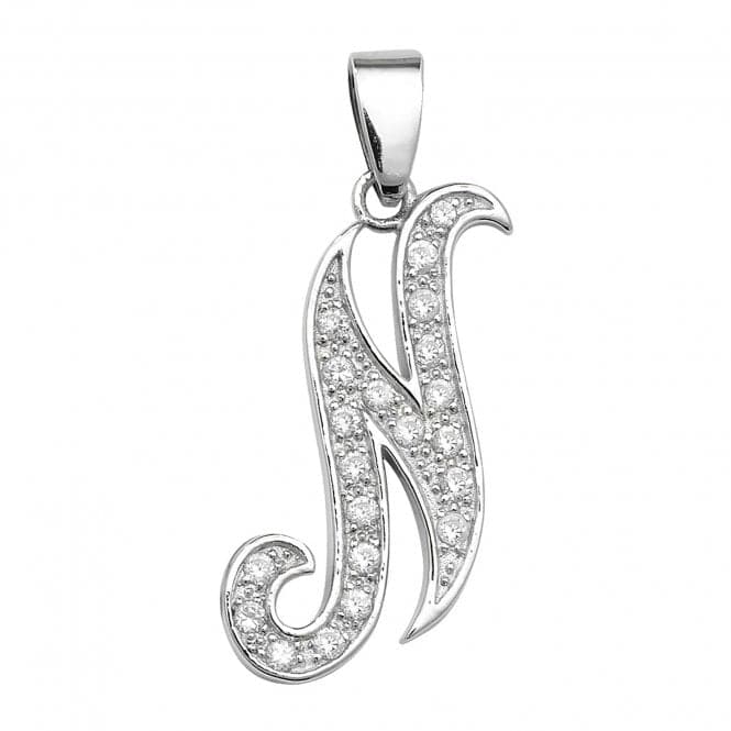 Silver Zirconia Set Initial Pendant G6128/NAcotis Silver JewelleryTH - G6128/N