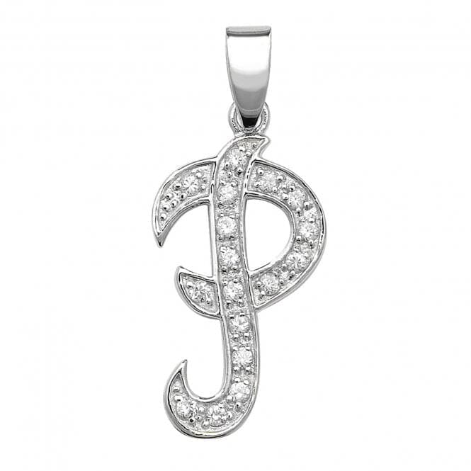 Silver Zirconia Set Initial Pendant G6128/PAcotis Silver JewelleryTH - G6128/P