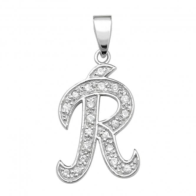 Silver Zirconia Set Initial Pendant G6128/RAcotis Silver JewelleryTH - G6128/R