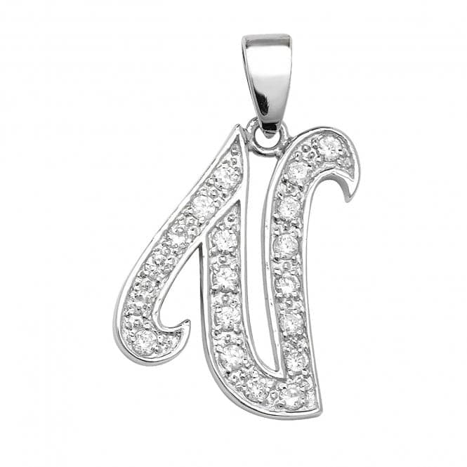 Silver Zirconia Set Initial Pendant G6128/VAcotis Silver JewelleryTH - G6128/V