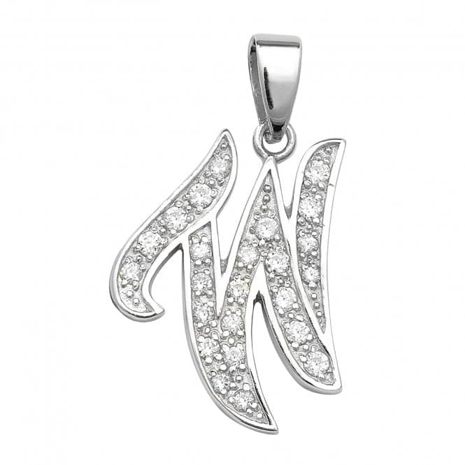 Silver Zirconia Set Initial Pendant G6128/WAcotis Silver JewelleryTH - G6128/W