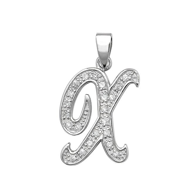 Silver Zirconia Set Initial Pendant G6128/XAcotis Silver JewelleryTH - G6128/X