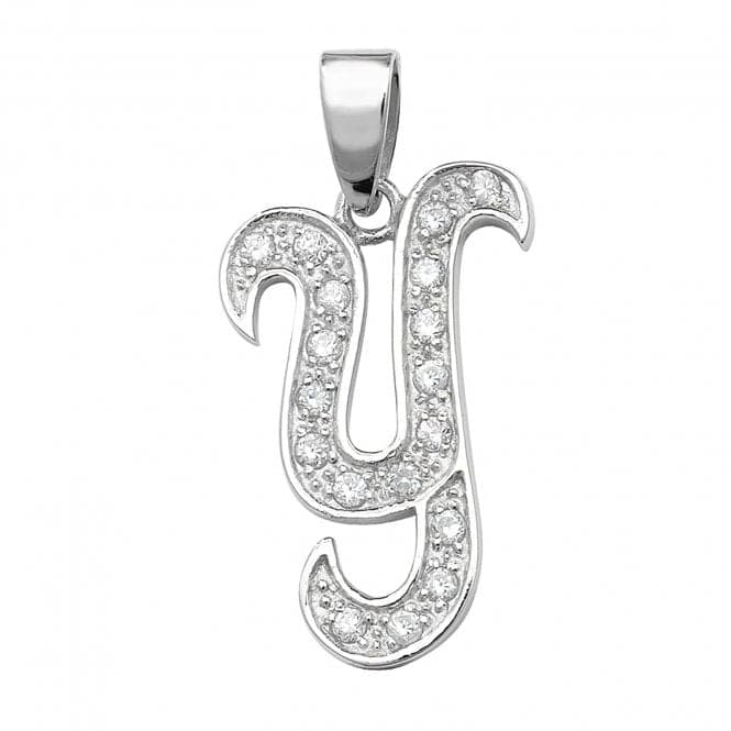 Silver Zirconia Set Initial Pendant G6128/YAcotis Silver JewelleryTH - G6128/Y