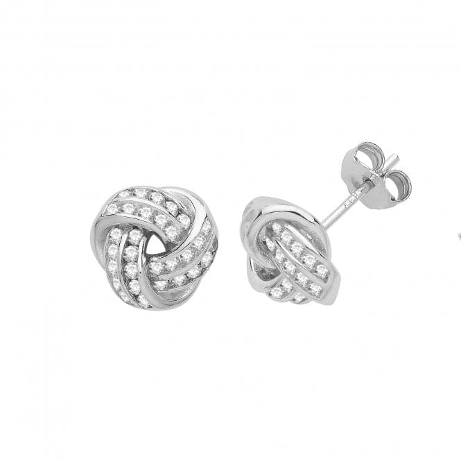 Silver Zirconia Set Knot Stud Earrings G51233Acotis Silver JewelleryTH - G51233