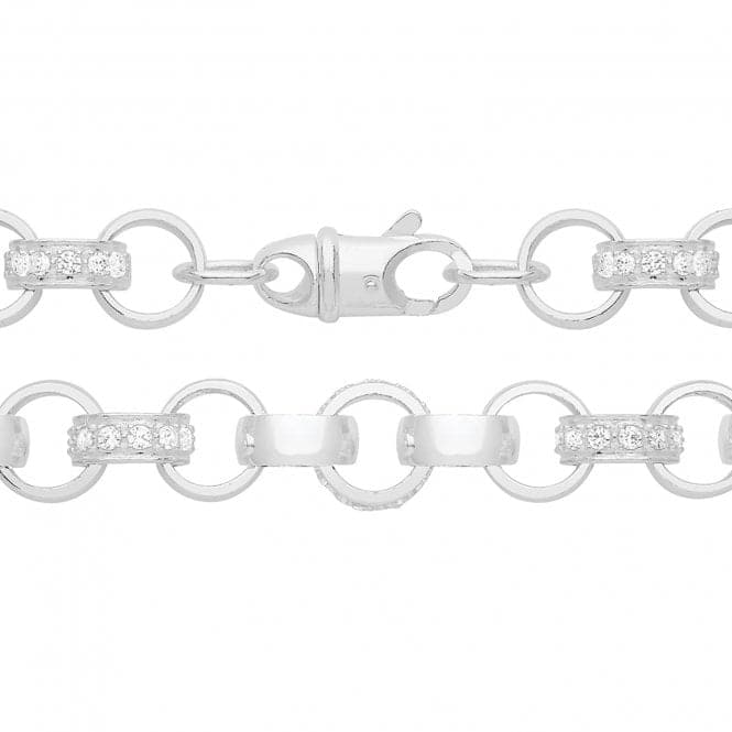 Silver Zirconia Set Round Belcher Chain G1174Acotis Silver JewelleryG1174/08