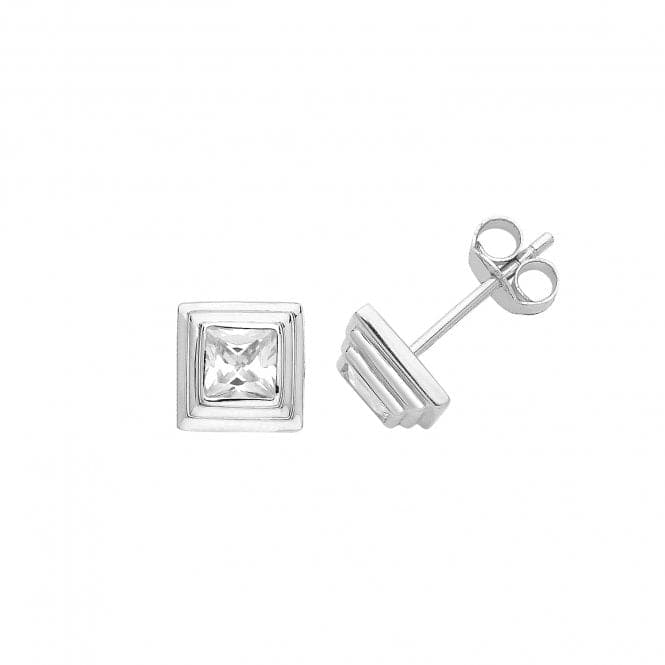 Silver Zirconia Set Square Stud Earrings 4mm G51231Acotis Silver JewelleryTH - G51231