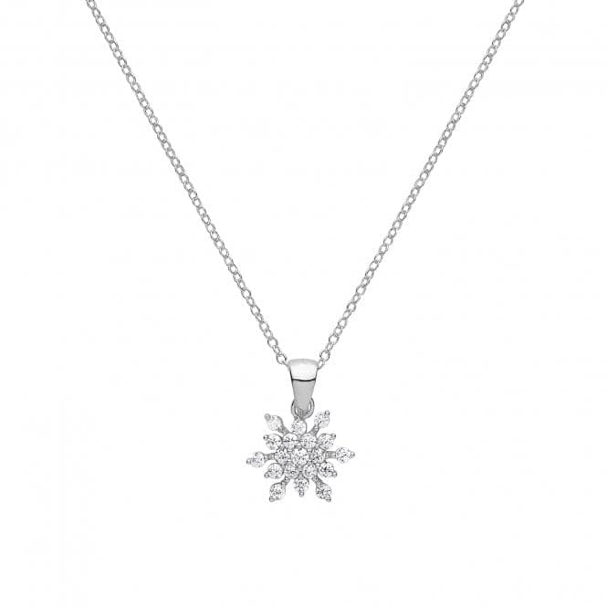 Silver Zirconia Snowflake Necklace G3361Acotis Silver JewelleryTH - G3361