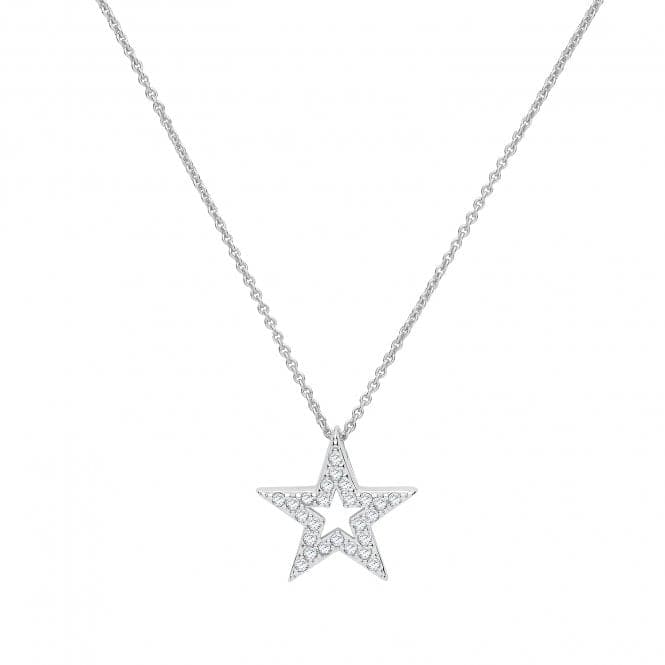 Silver Zirconia Star Necklace G3370Acotis Silver JewelleryTH - G3370