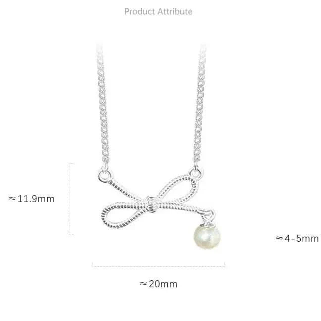 Sterling Silver Bow Freshwater Pearl Necklace