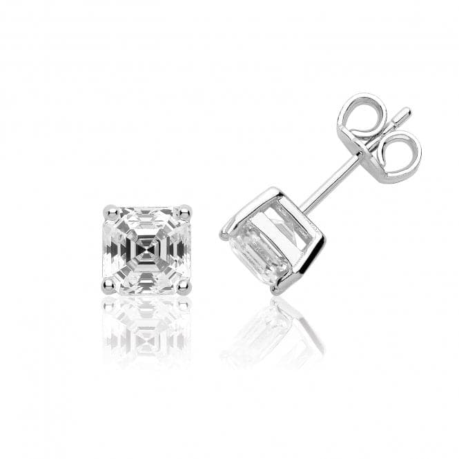 Single Stone 6mm Assher Cut Claw Set Earrings SEG0096Silver & CoSEG0096