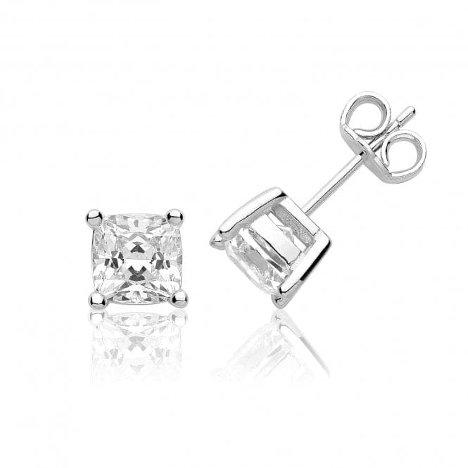 Single Stone 6mm Cushion Cut Claw Set Earrings SEG0098Silver & CoSEG0098