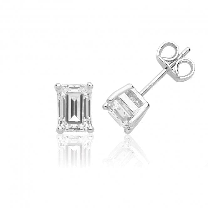 Single Stone 7 X 5 Emerald Cut Claw Set Earrings SEG0094Silver & CoSEG0094