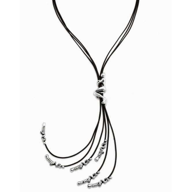 Skalator Silver Leather NecklaceUNOde50COL1056MARMTL0U