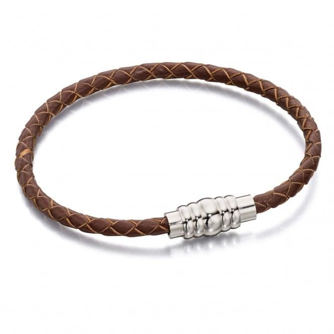 Skinny Brown Leather Magnetic Clasp Bracelet B5400Fred BennettB5400