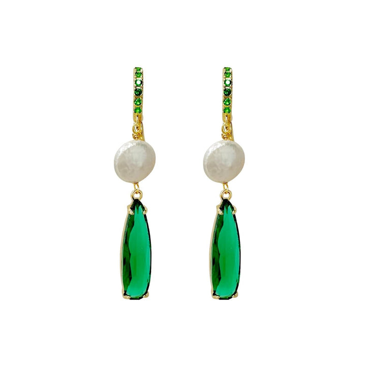 Green Crystal Huggie Earrings