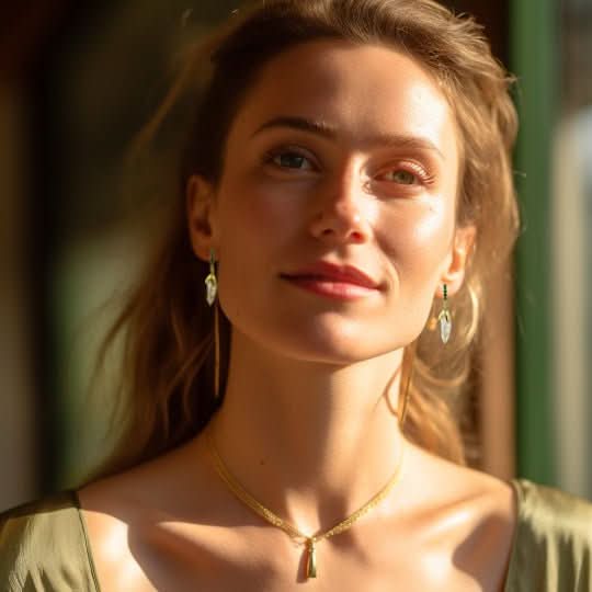 Green Diamond Huggie Baroque pearl Earrings