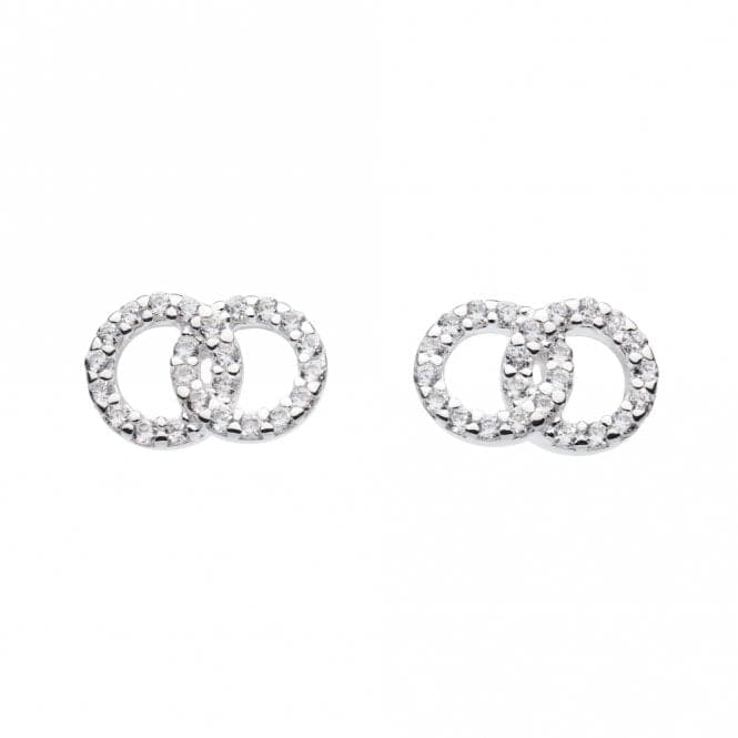 Small Double Circle Link Zirconia Stud Earrings 3379CZDew3379CZ