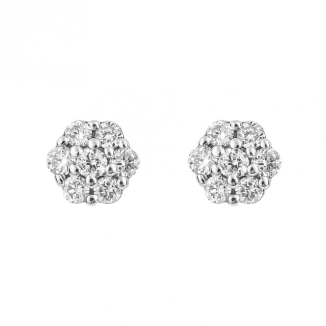 Small Flower Diamond 9ct White Gold Stud Earrings GE1010Elements GoldGE1010