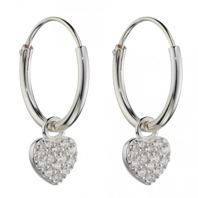 Small Pave Heart Assembled Hoop Earrings E5996CBeginningsE5996C