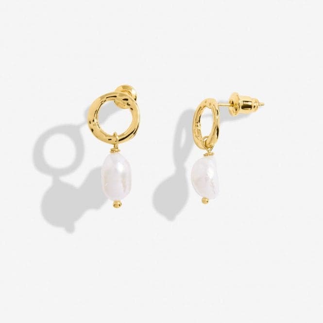Solaria Baroque Pearl Loop Gold Plated Hoop Earrings 7162Joma Jewellery7162