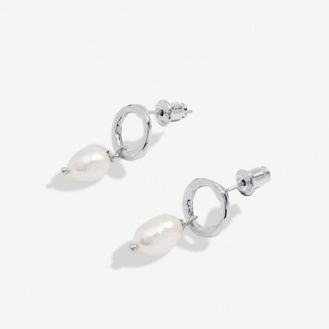 Solaria Baroque Pearl Loop Silver Plated Hoop Earrings 7168Joma Jewellery7168