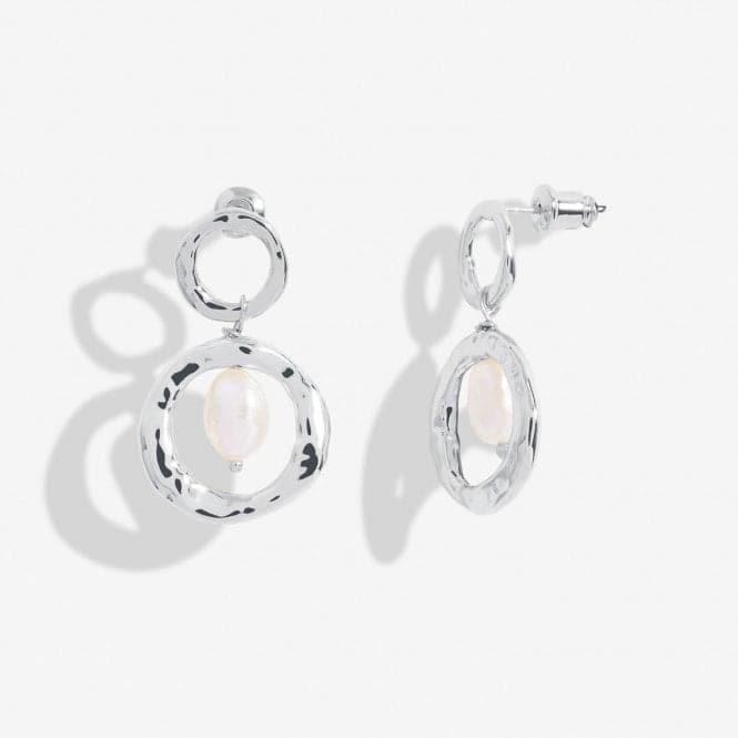 Solaria Baroque Pearl Silver Plated Hoop Earrings 7146Joma Jewellery7146