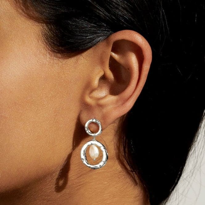 Solaria Baroque Pearl Silver Plated Hoop Earrings 7146Joma Jewellery7146