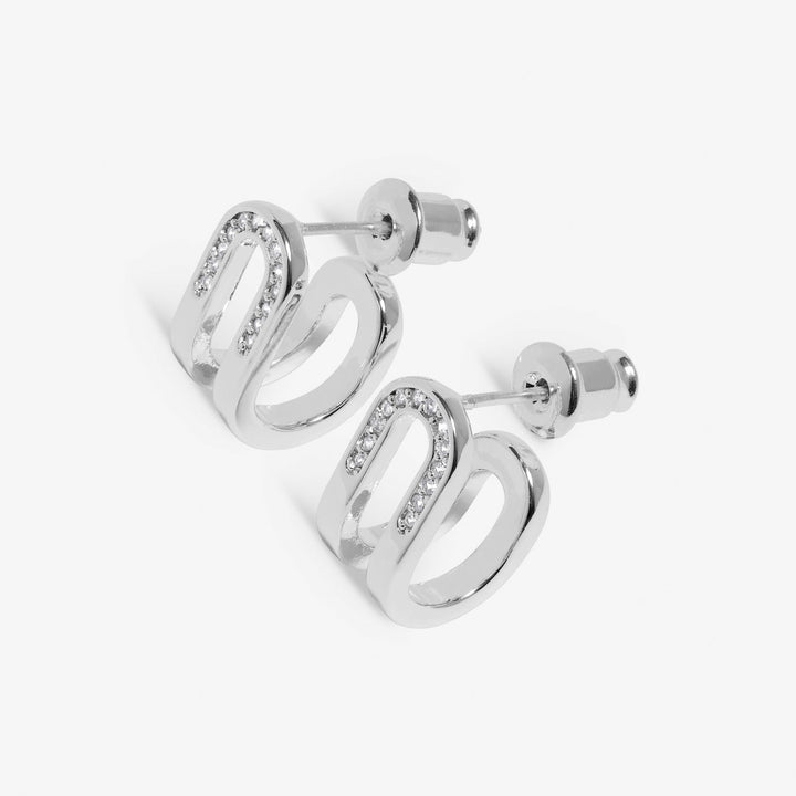 Soul Shine Pave Arc Huggie Silver Plated Earrings 7606Joma Jewellery7606