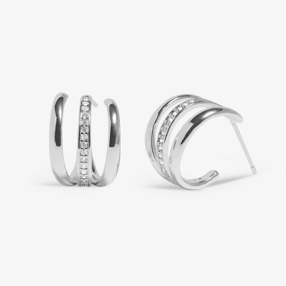 Soul Shine Pave Illusion Hoop Silver Plated Earrings 7604Joma Jewellery7604