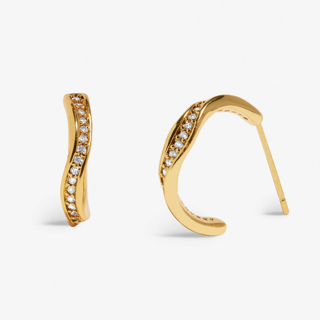 Soul Shine Pave Wave Hoop Gold Plated Earrings 7605Joma Jewellery7605