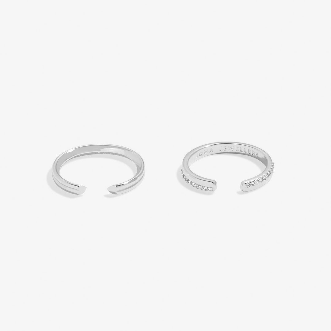 Soul Shine Ring Stack Zirconia Band Silver Plated Set of 2 RingsRings 8482Joma Jewellery8482