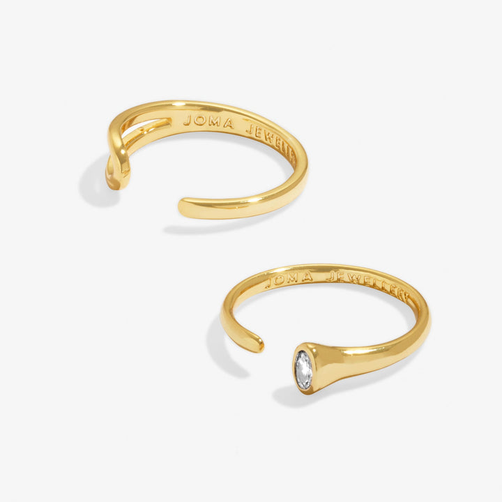 Soul Shine Ring Stack Zirconia Oval Gold Plated Set of 2 RingsRings 8484Joma Jewellery8484