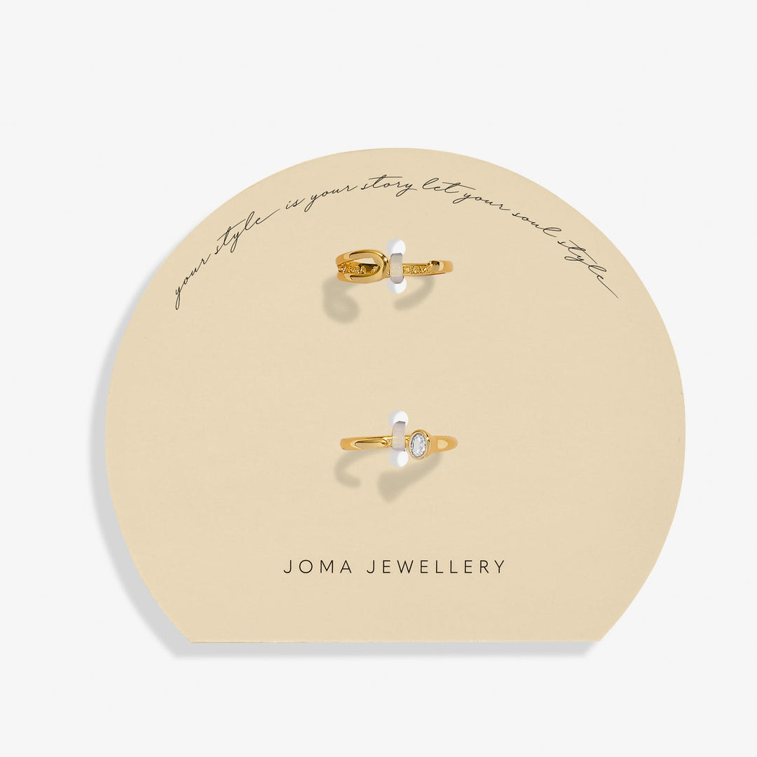 Soul Shine Ring Stack Zirconia Oval Gold Plated Set of 2 RingsRings 8484Joma Jewellery8484