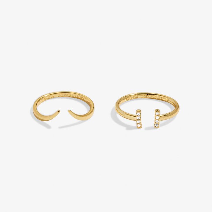 Soul Shine Ring Stack Zirconia T Bar Gold Plated Set of 2 RingsRings 8483Joma Jewellery8483