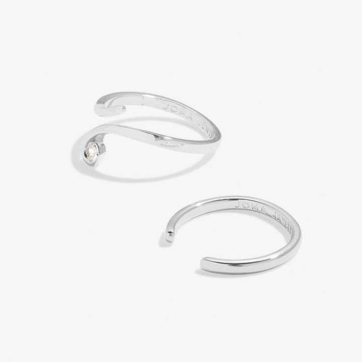 Soul Shine Ring Stack Zirconia Wave Silver Plated Set of 2 RingsRings 8481Joma Jewellery8481