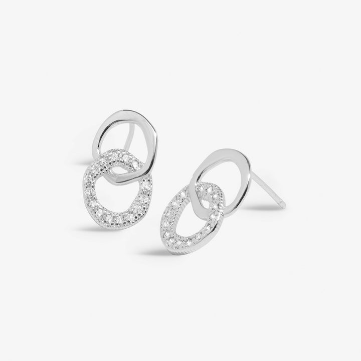 Soul Shine Stack Linked Circles Silver Plated Set of 2 Earrings 8472Joma Jewellery8472