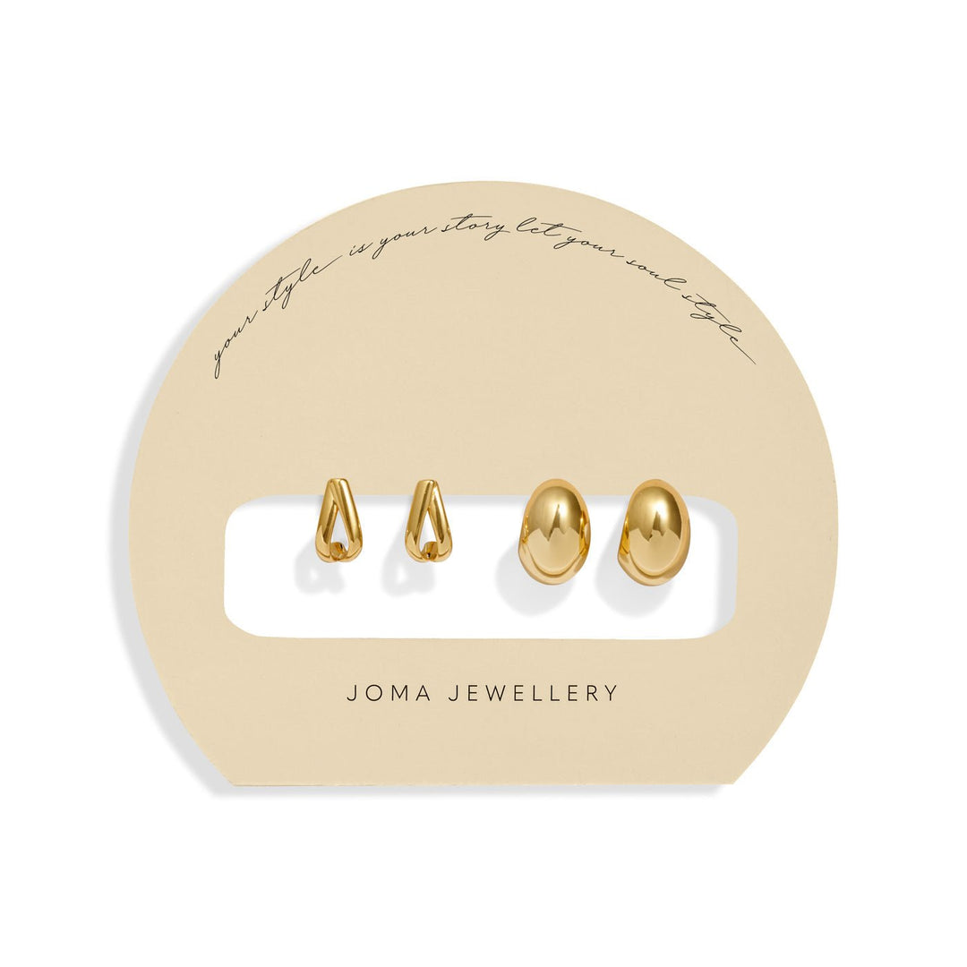 Soul Shine Stack Statement Gold Plated Set of 2 Hoop Earrings 8474Joma Jewellery8474