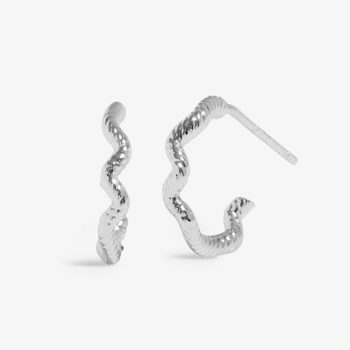 Soul Shine Stack Wavy Rope Silver Plated Set of 2 Hoop Earrings 8471Joma Jewellery8471