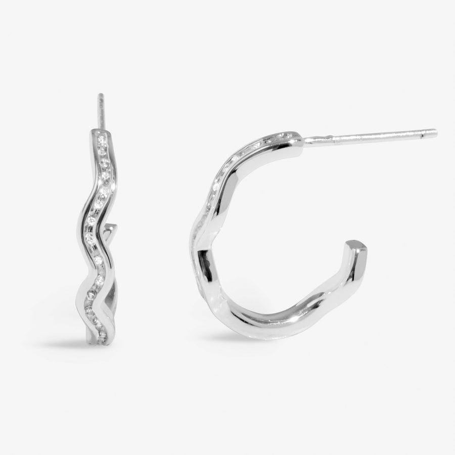 Soul Shine Stack Wavy Rope Silver Plated Set of 2 Hoop Earrings 8471Joma Jewellery8471