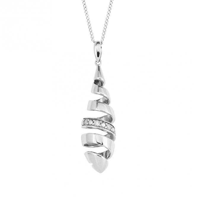 Spiral Diamond Detail in White Gold Drop Pendant GP2337Elements GoldGP2337