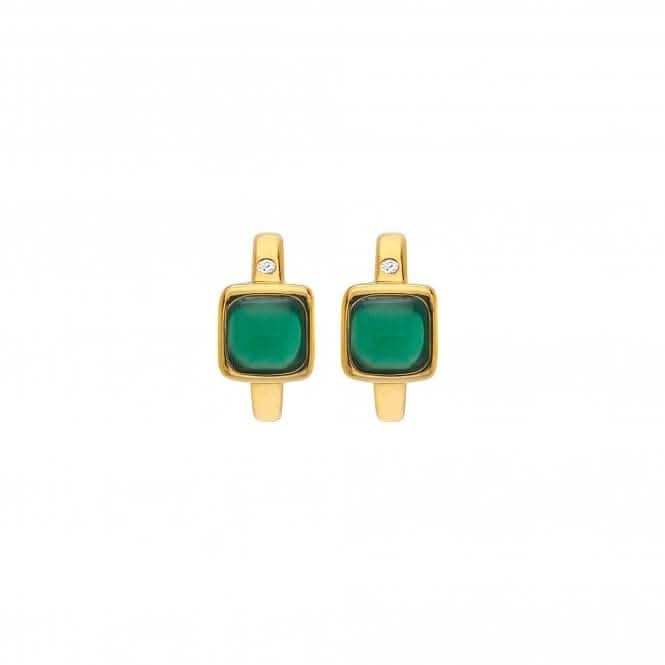 Square Huggie Green Agate Earrings DE768Hot Diamonds x GemstonesDE768