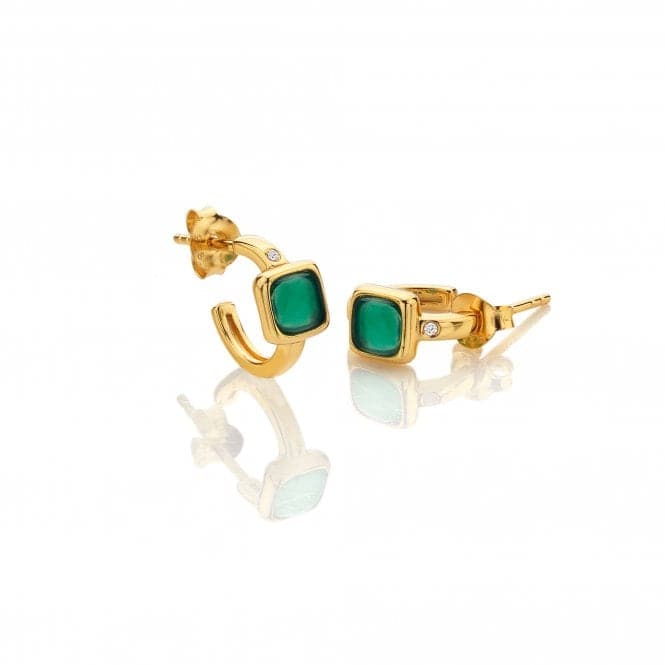 Square Huggie Green Agate Earrings DE768Hot Diamonds x GemstonesDE768