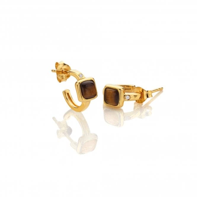 Square Huggie Tigers Eye Earrings DE769Hot Diamonds x GemstonesDE769