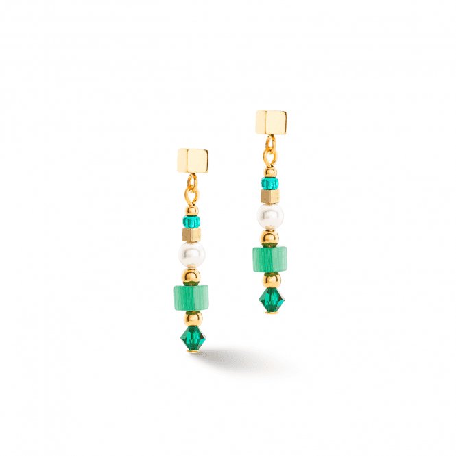 Square Stripes Green - Gold Earrings 4355/21 - 0516Coeur De Lion4355/21 - 0516